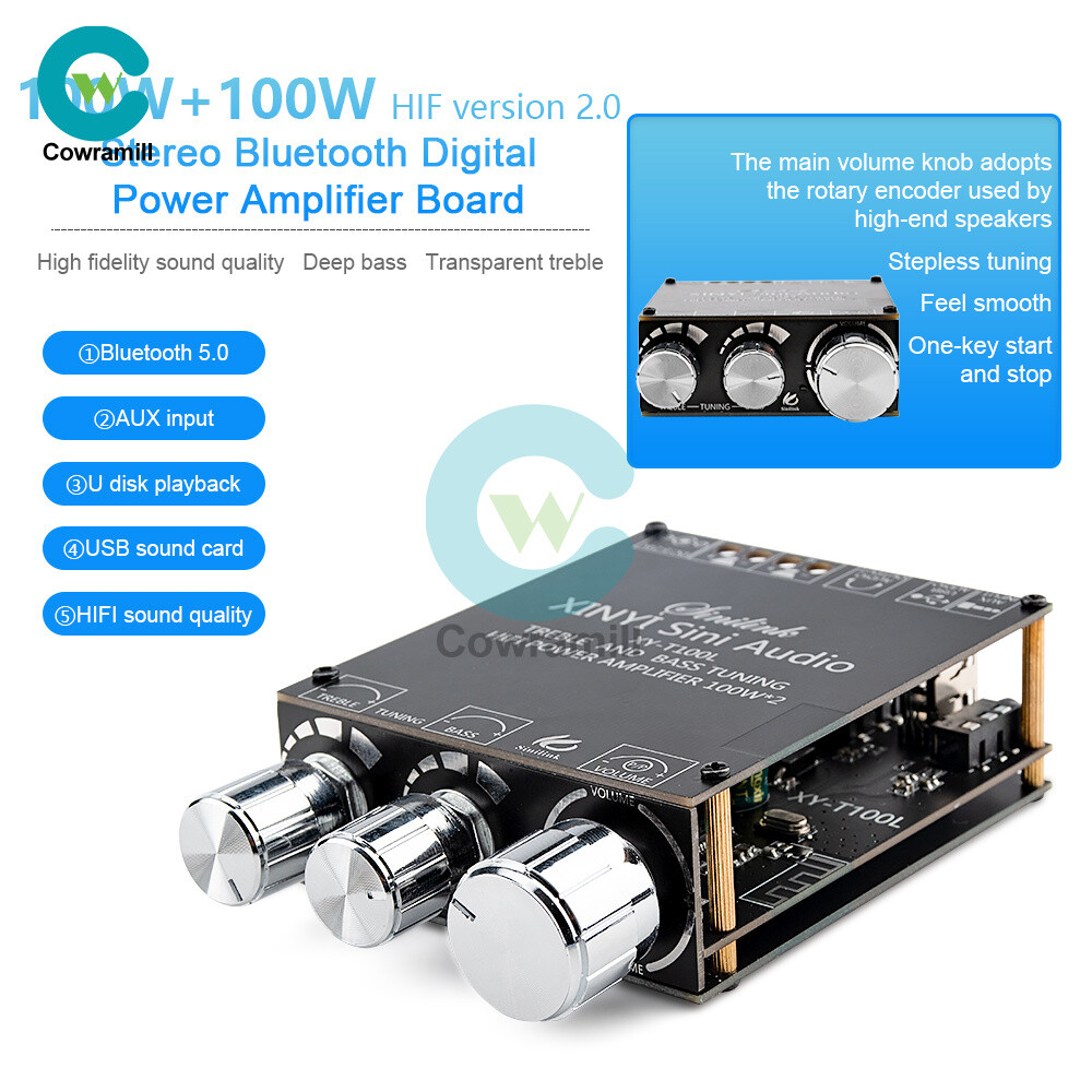 T100L Bluetooth 5.0 Subwoofer Amplifier Board Digital Audio Player MP3 Decoder
