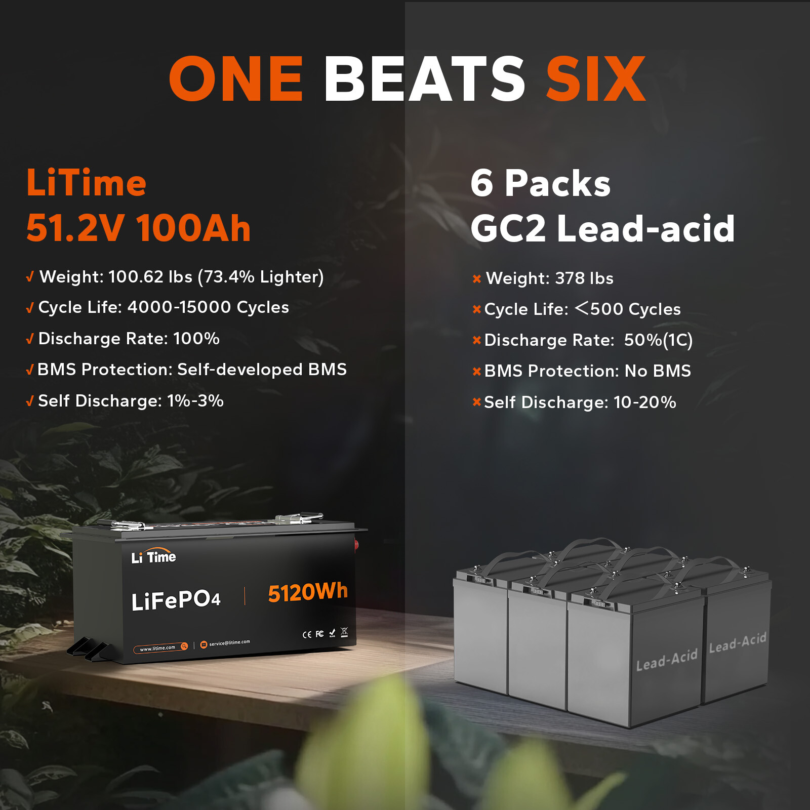 LiTime 48V 100Ah Golf Cart Lithium Battery +RS485 Communication Monitor+Charger