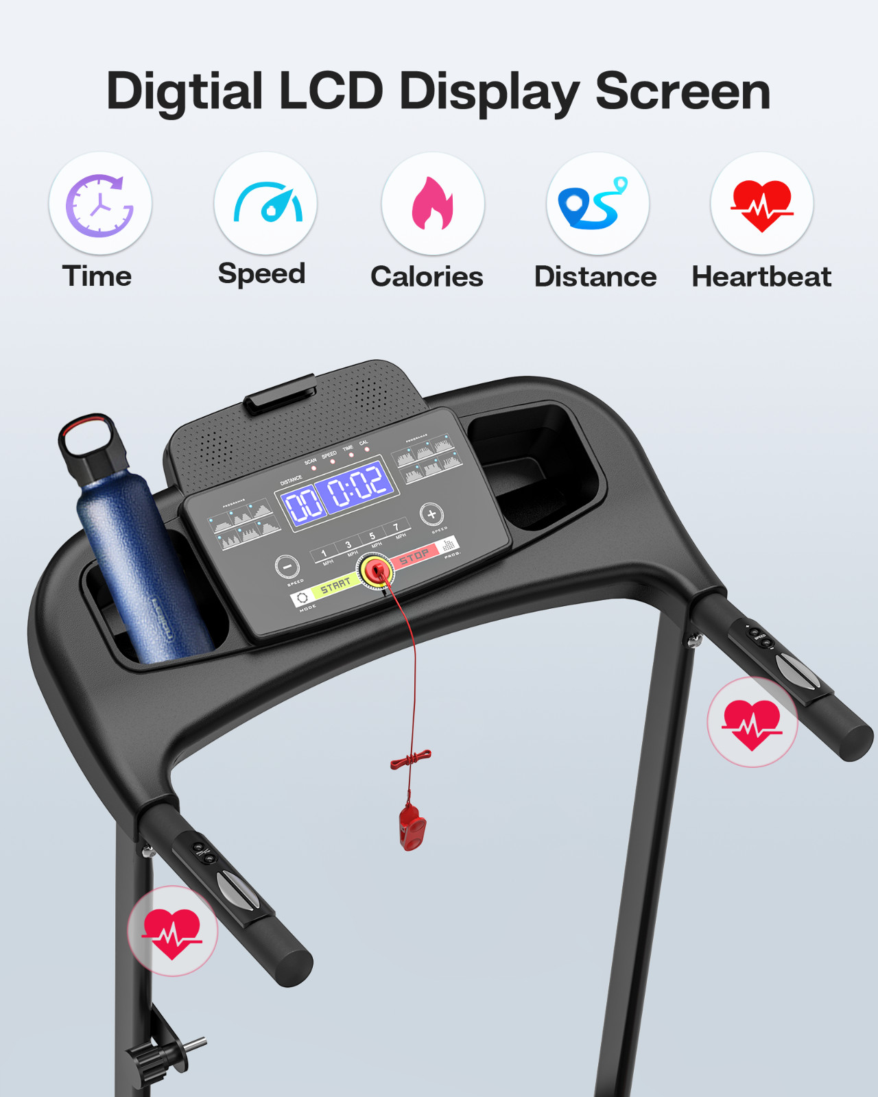 2.5 HP Foldable Treadmill for Home with Incline Electric Running Jogging Machine