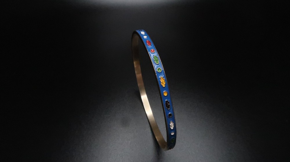 Vintage Blue Cloisonne Bangle 2.5" BrB5