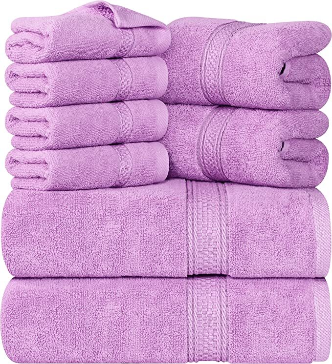 Utopia Towels 600 GSM 8Pc Towel Set 2 Bath Towels 2 Hand Towels 4 Washcloths