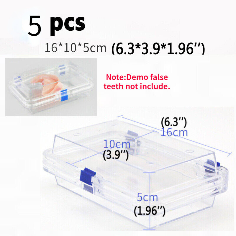 5X Denture Display Case False Teeth Membrane Box Inlay Fragile Hinged 16*10*5cm