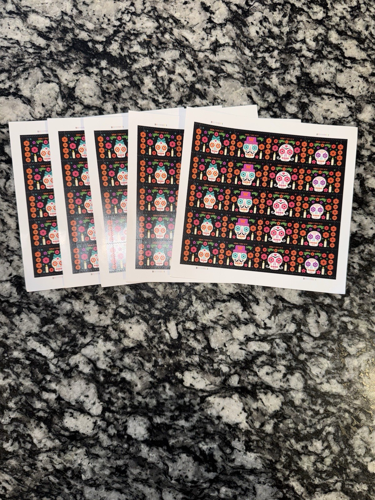 2021 USPS SHEET OF 20 FIRST CLASS LETTER STAMPS -DAY OF THE DEAD73¢