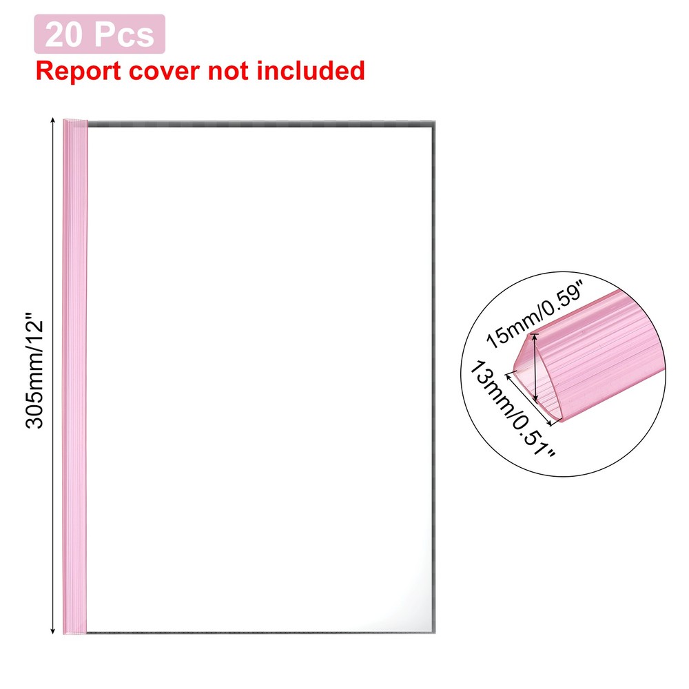 20Pcs 13x15mm Binding Bars, 120 Sheets Capacity, Transparent Red