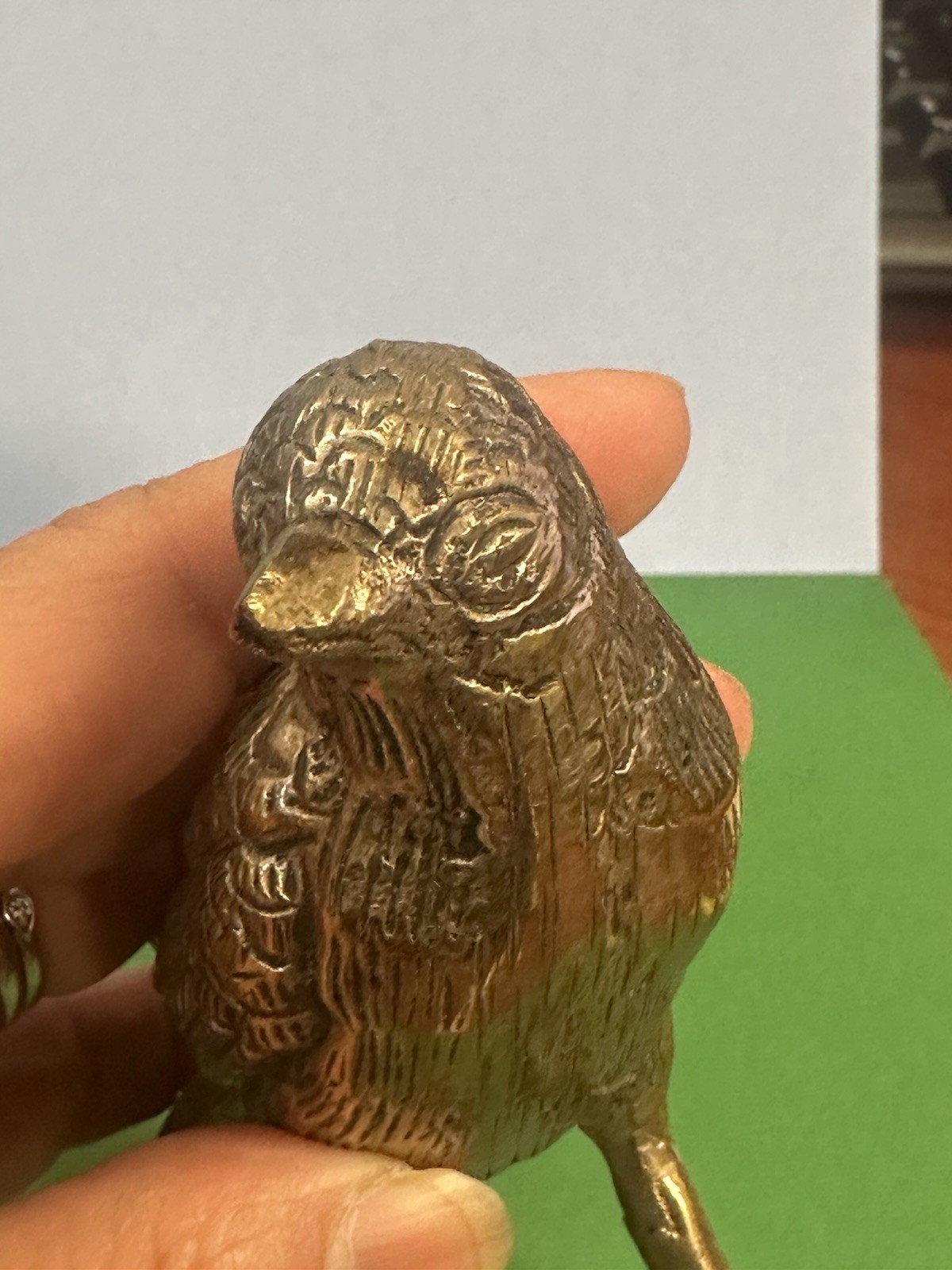 Vintage Solid Brass Bird Ronin? Figurine Peep