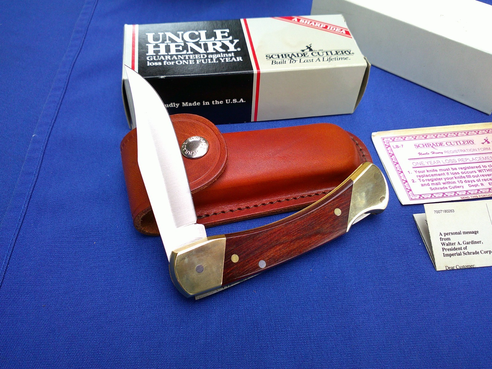 Schrade Uncle Henry LB7 Bear Paw USA Lock Back Pocket Knife w/Sheath NIB