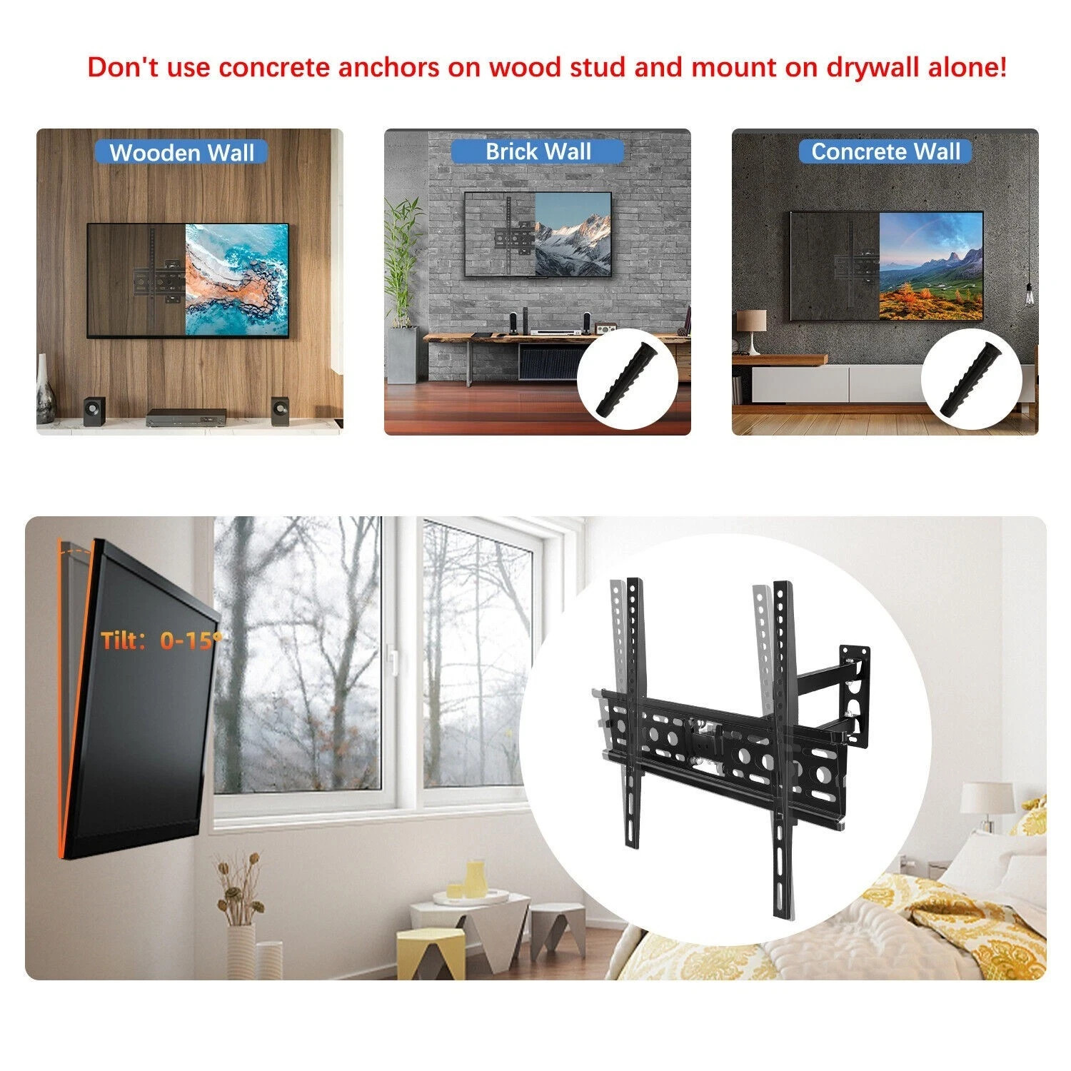 FULL MOTION LCD LED TV WALL MOUNT BRACKET SWIVEL TILT 26 32 40 42 43 47 50 55