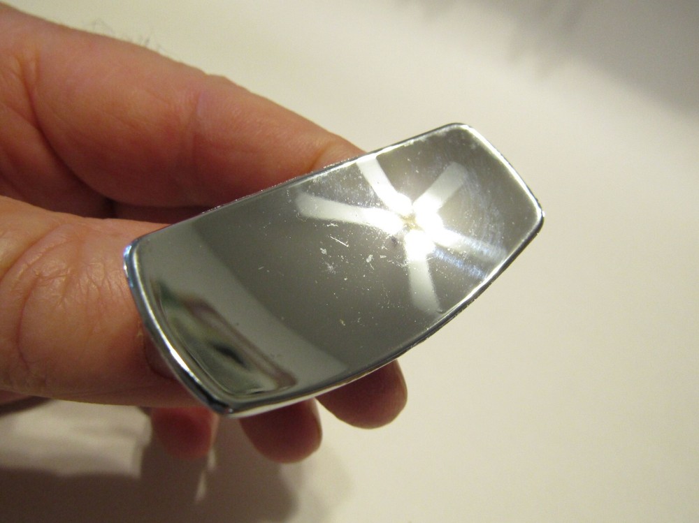 Vintage Nos Rectangular Chrome Drawer Knobs 1" x2" Concave Cabinet Door Pulls