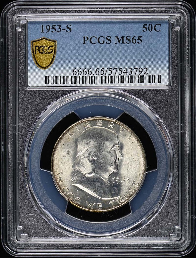 1953-S 50C Franklin Half Dollar PCGS MS65