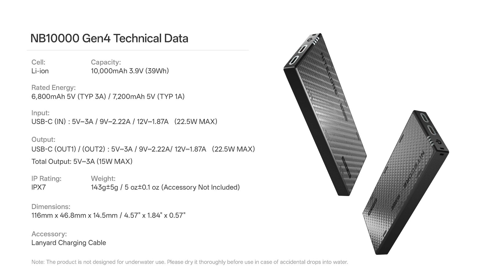 Nitecore NB10000 Gen4 Ultralight 10000mAh Power Bank