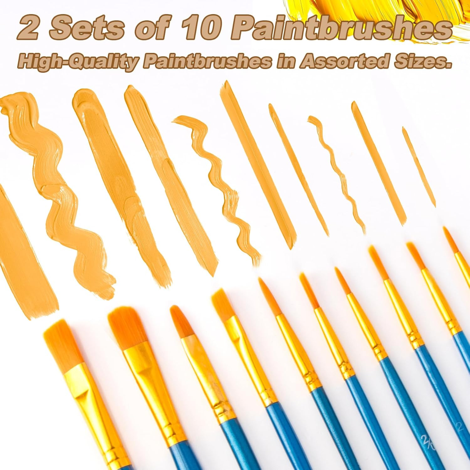 Acrylic Paint Set - 24 Colors, 20 Brushes, Non-Toxic Paint for Canvas, Wood, Roc