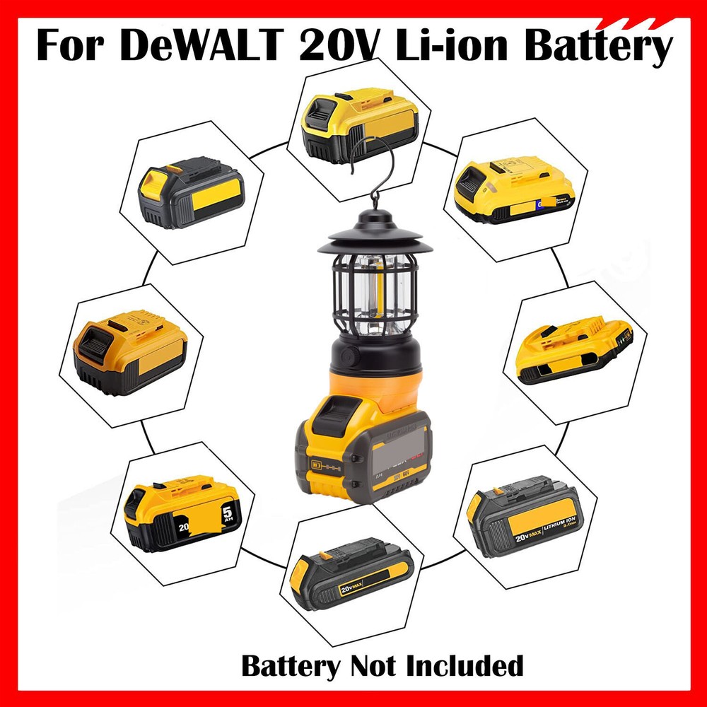 LED Lantern For Dewalt 18V 20V Lithium-ion Battery Hanging Work Light Camping US