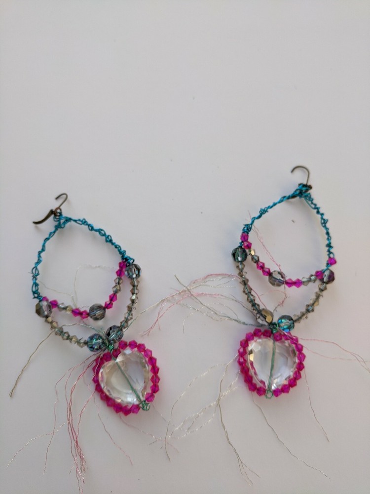 Statement Artisan Crystal heart earrings