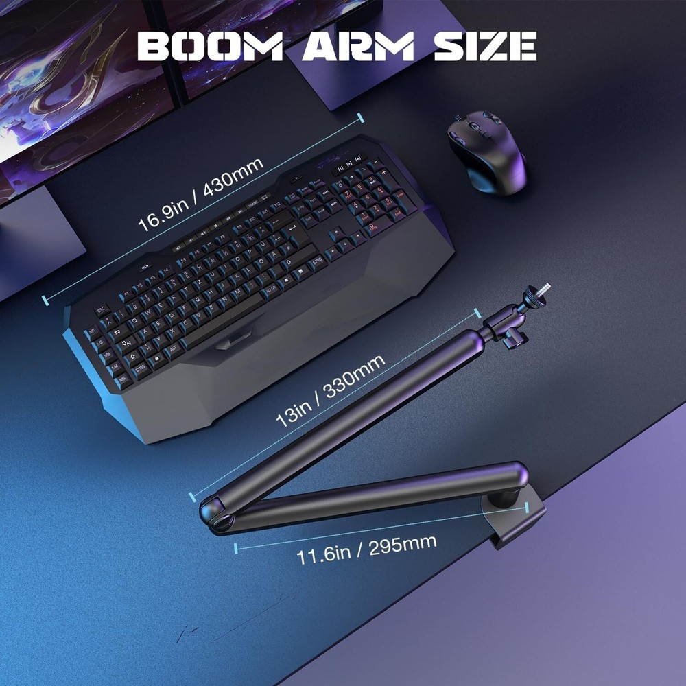 Versatile Adjustable Microphone Boom Arm for Podcasts, Gaming & Video Creation