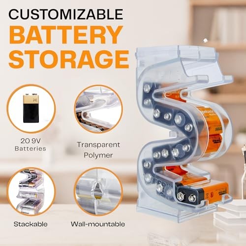 Battery Ladder Organizer Case for Batteries - Stackable or Mounted 9V 1 - Pack