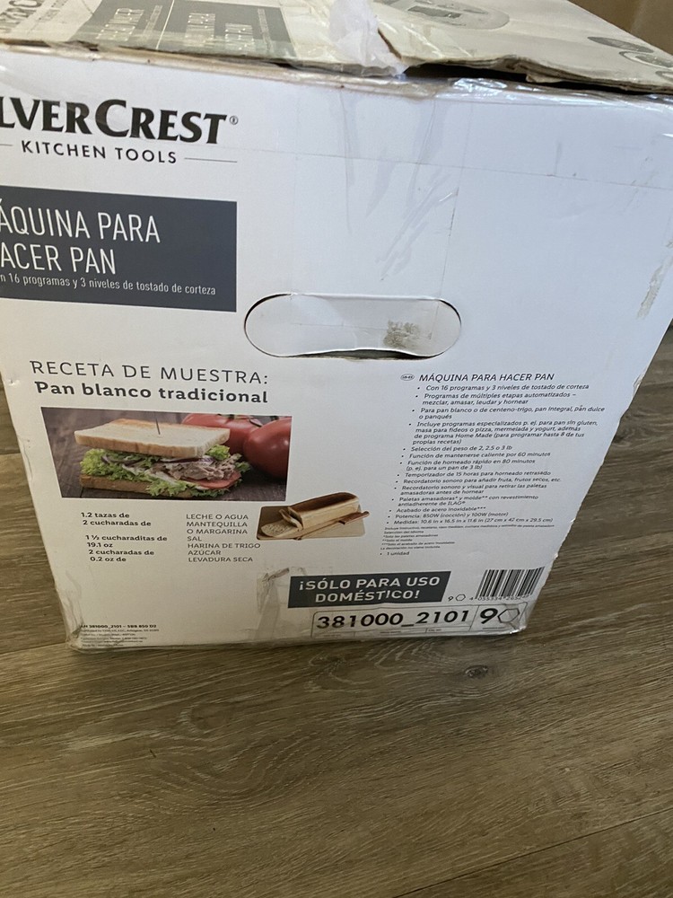 SilverCrest 850w Bread Maker with 16 Programs Breadmaker White Brown Gluten Free