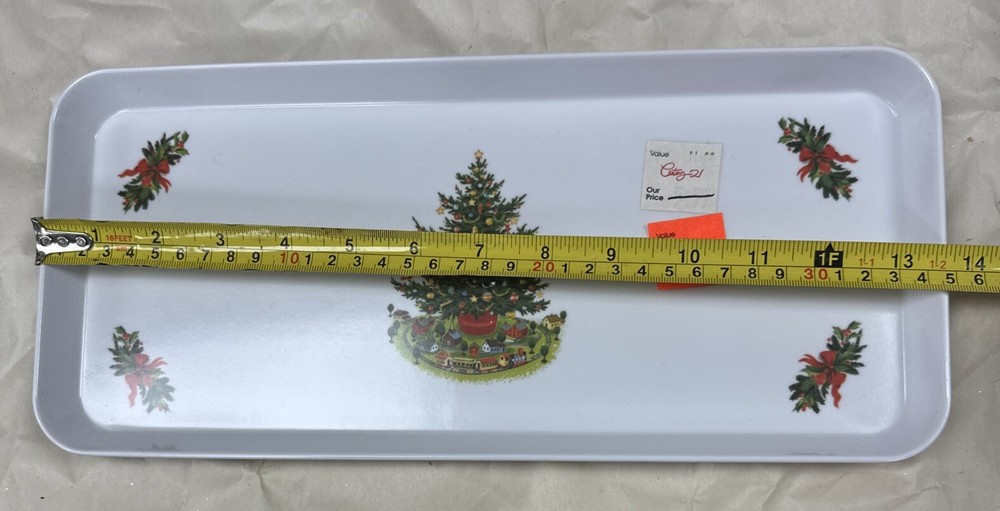 8- Pfaltzgraff Christmas Heritage Rectagular Plastic Tray Melamine