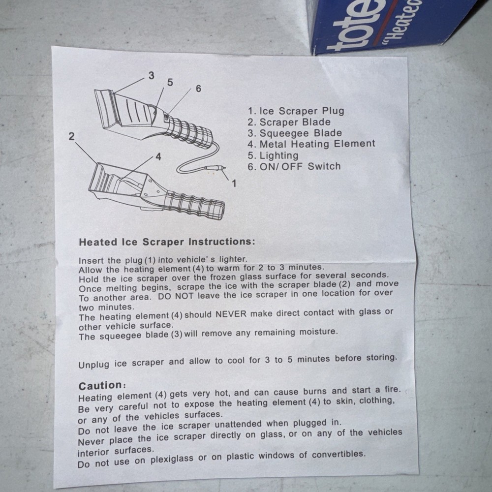 Totes Heated Auto Ice Scraper & Squeege 15 Ft 12 V DC New