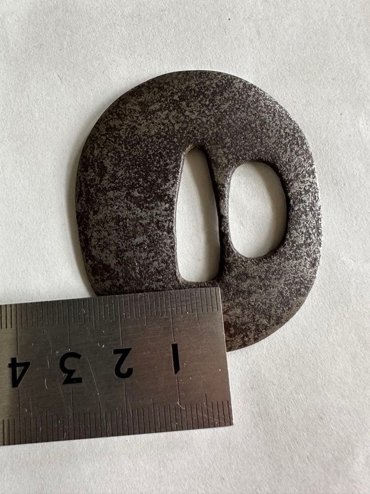 Tsuba Thin Iron Edo Era Sword Guard Antique Accessory Authentic Rare
