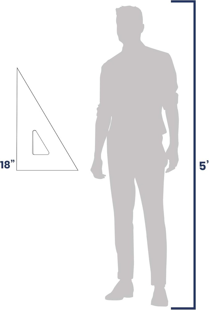 Drafting Triangle, 18-inch, 30/60/90 Degrees, w/Inking Edge, Topaz