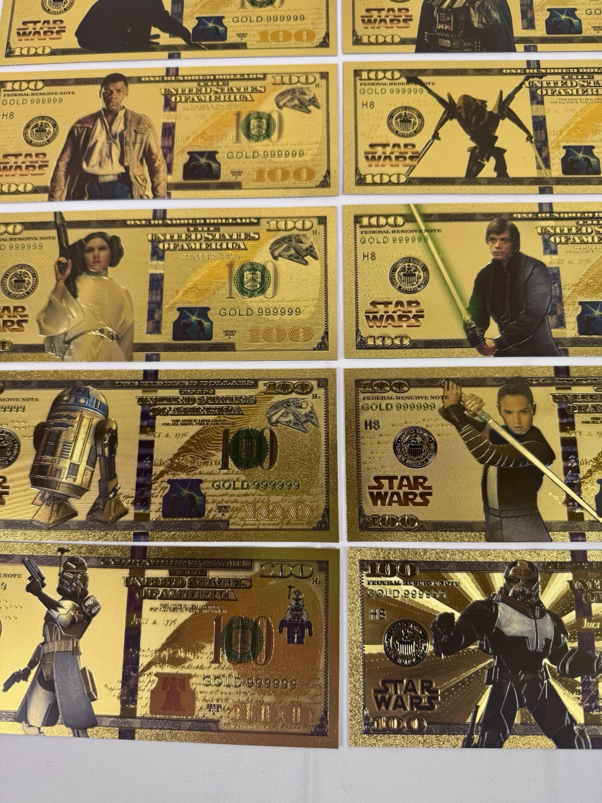 Star Wars Gold Foil Banknote Complete Set 45 pcs $100 Dollar Bills Great Gift!