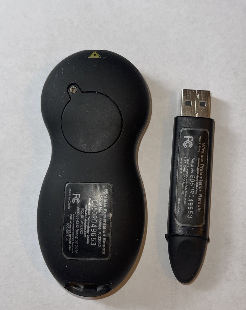 Kensington 33062 Wireless Presentation Remote Red Laser Pointer with USB Dongle