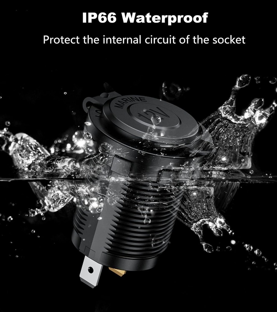 Durable Blue LED 12V Cigarette Lighter Socket 2 Pack - Waterproof & Eco-Friendly