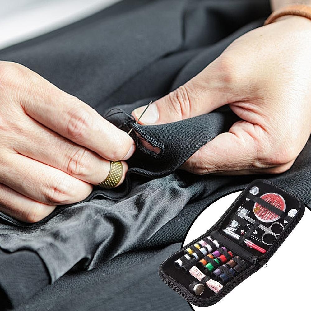 Portable Sewing Kit Home Travel Case Needles Thread Scissors Set Box -