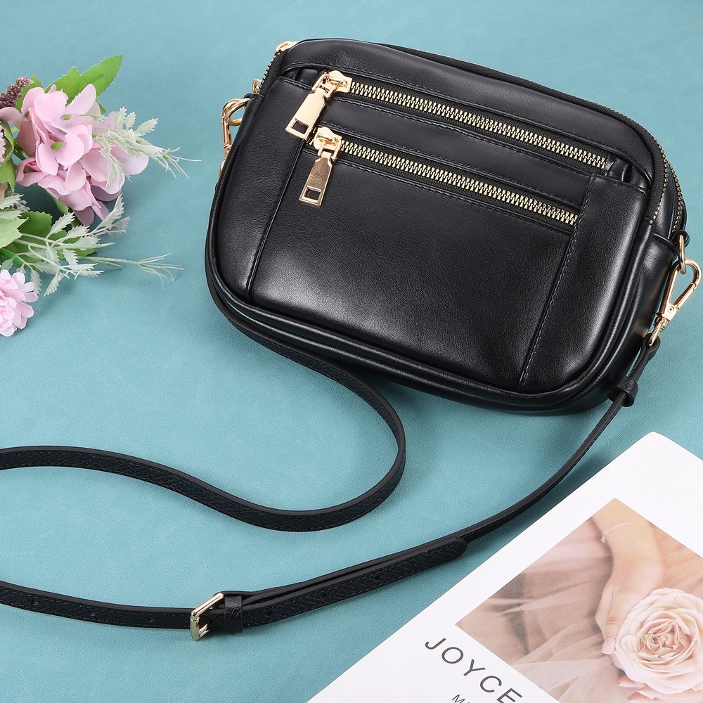 Leather Adjustable Replacement Bag Straps, Dark Blue, Silver Buckle