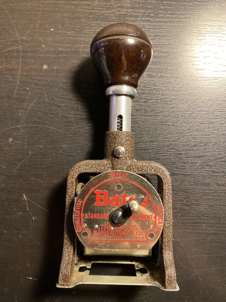 Vintage Bates Numbering Machine 6 Wheel Style E Repeat Consecutive Duplicate