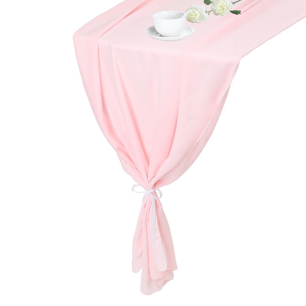 2 Pcs Pink Chiffon Table Runner 27.5" x 118" Romantic Table Runner