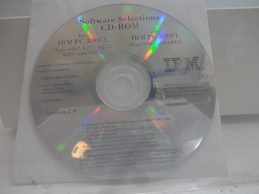 IBM Ready-to-Configure Utility & Software Selection CD PC 300GL 300PL with Book