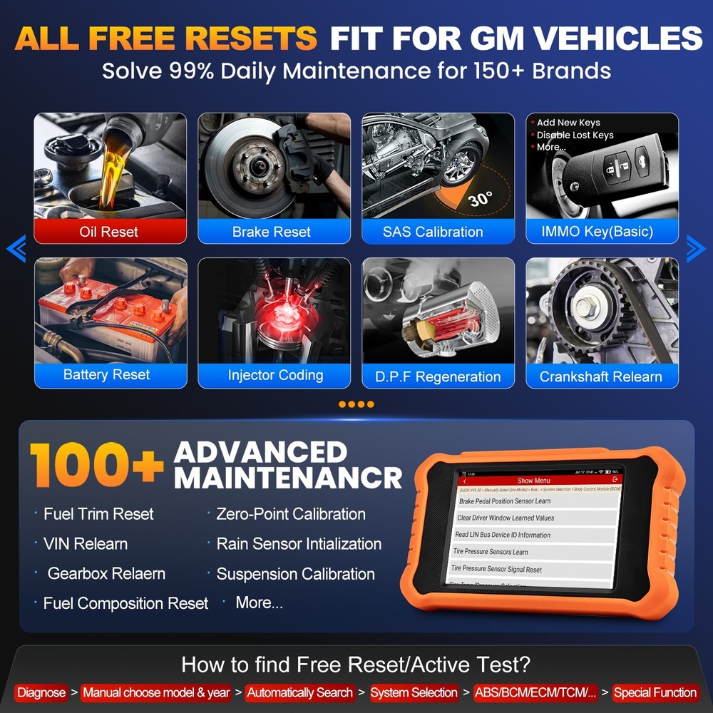 LAUNCH Creader Elite 2.0 for GM/GMC Bidirectional Car Diagnostic OBD2 Scanner