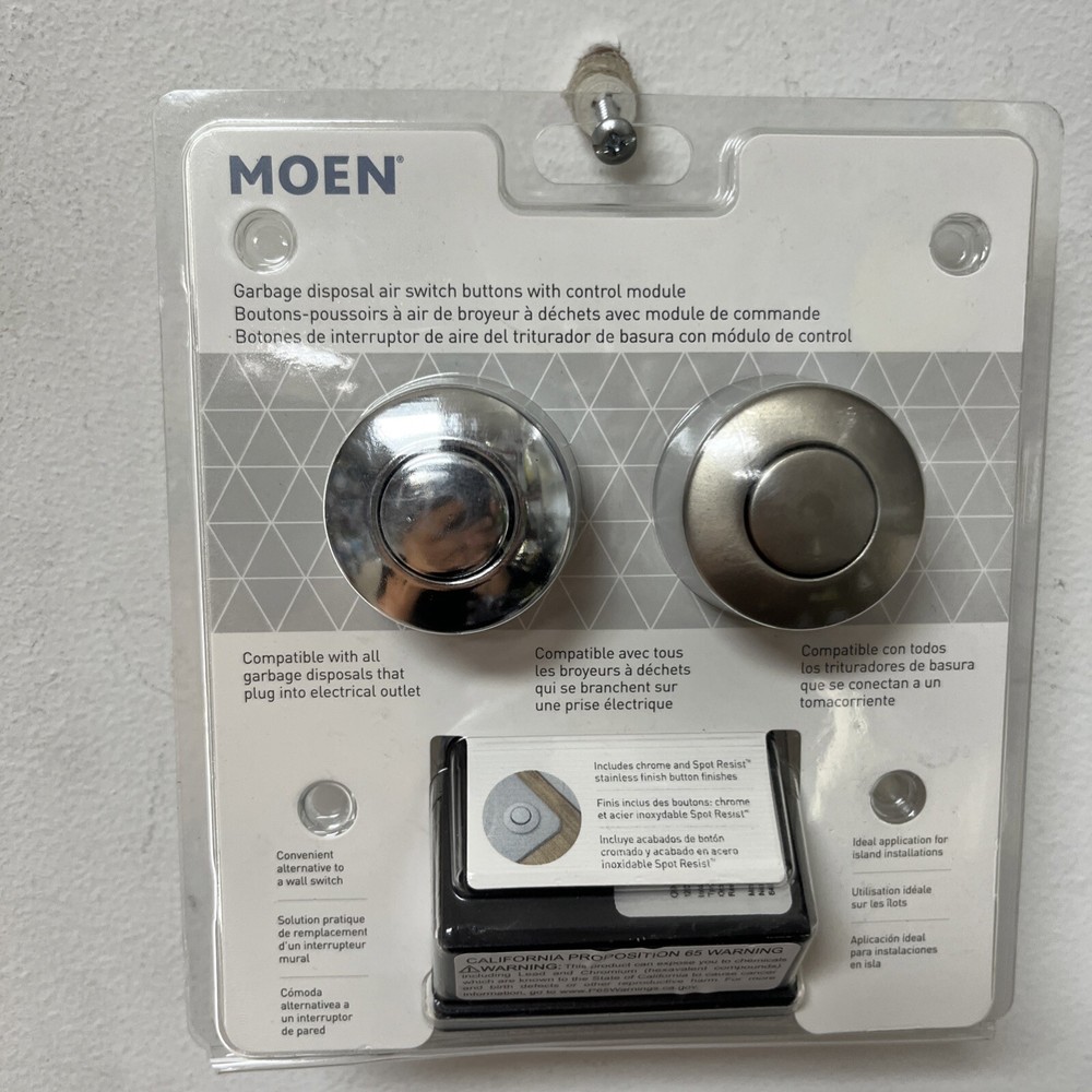 MOEN Garbage Disposal Air Switch Controller Base Unit with Chrome and Spot Resis