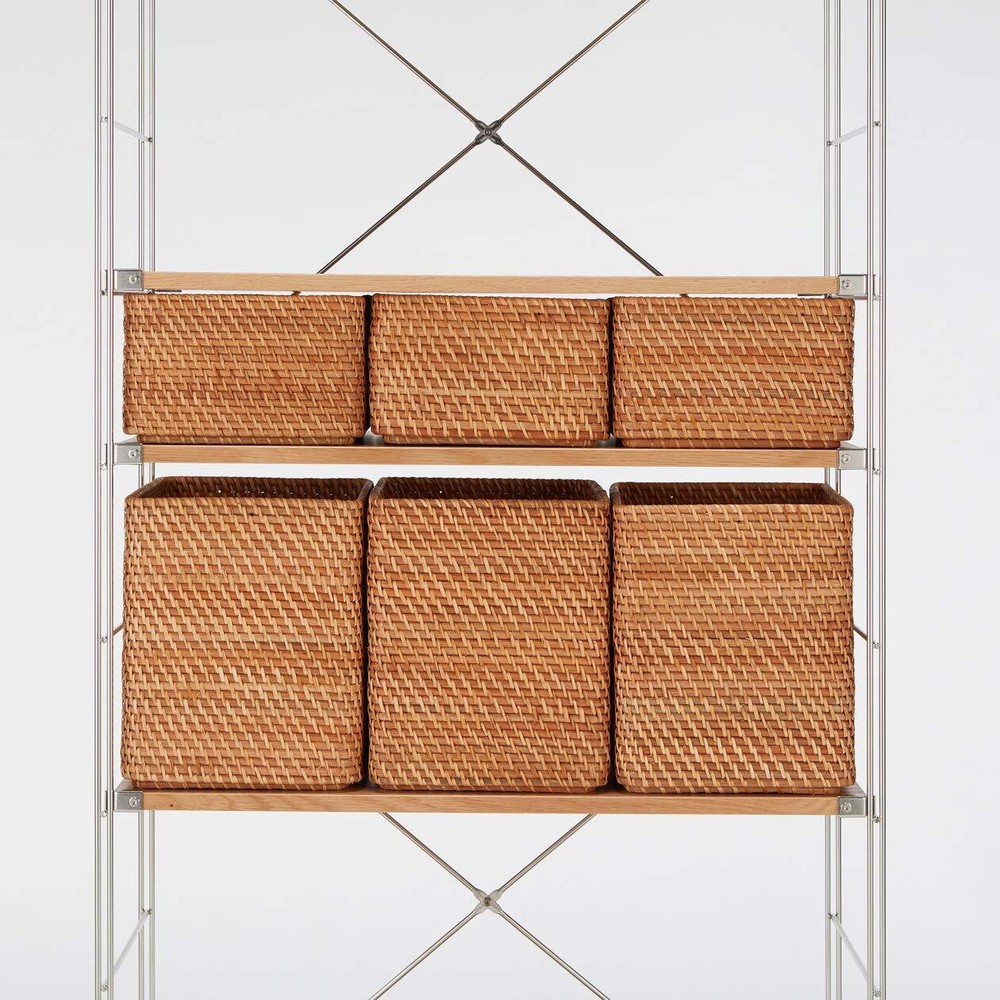 MUJI Overlapping Rattan Rectangular Basket Extra Large (V) Approx. Width 36 x De