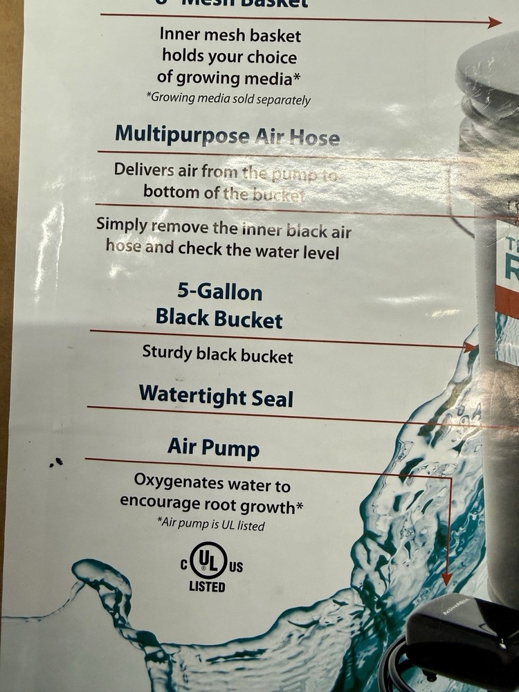 Active Aqua RS5GALSYS Root Spa 5-Gal Hydroponic Bucket System New