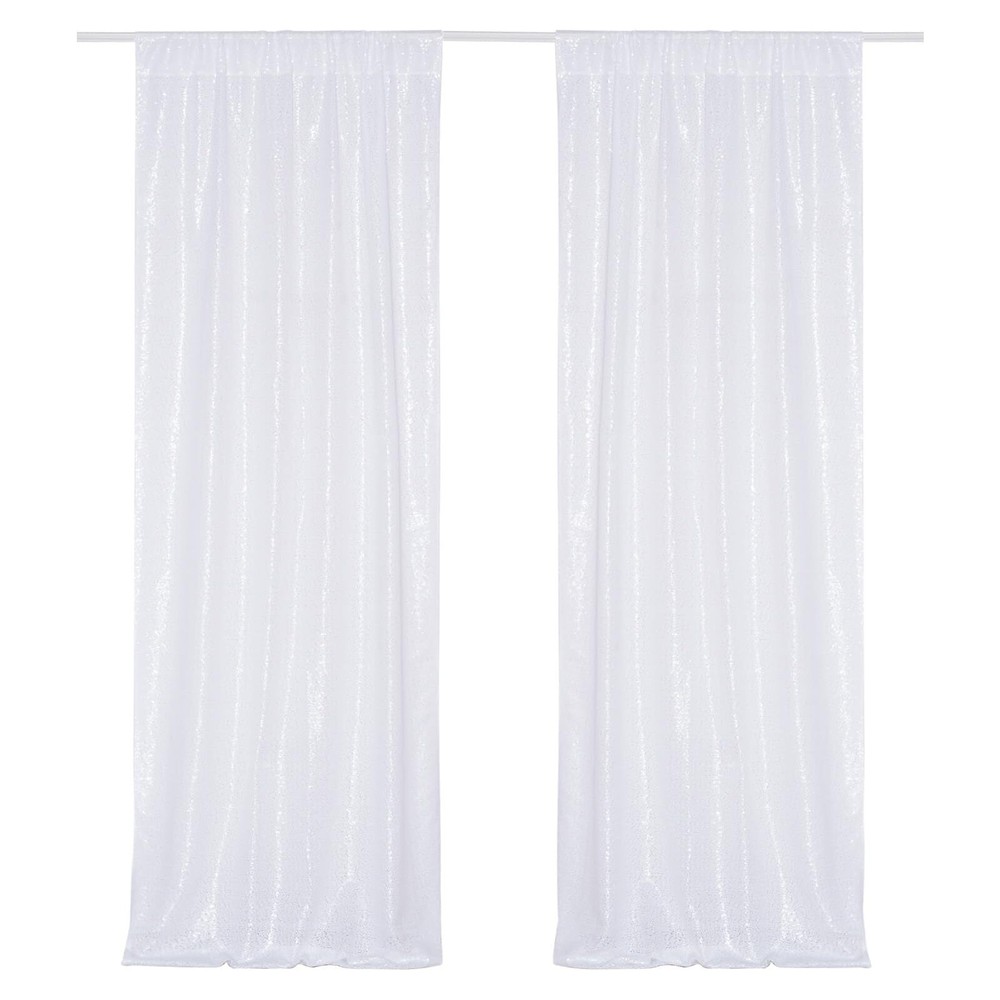 White Sequin Backdrop Curtains 2 Panels 2FTx8FT Wedding Party Decor