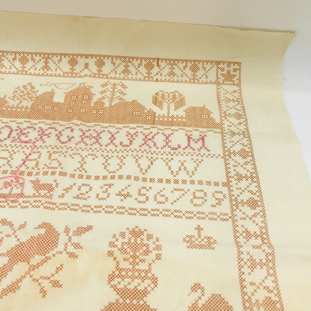 Vintage Needles N' Hoops Sampler Needlepoint Pattern Folk Art Primitive