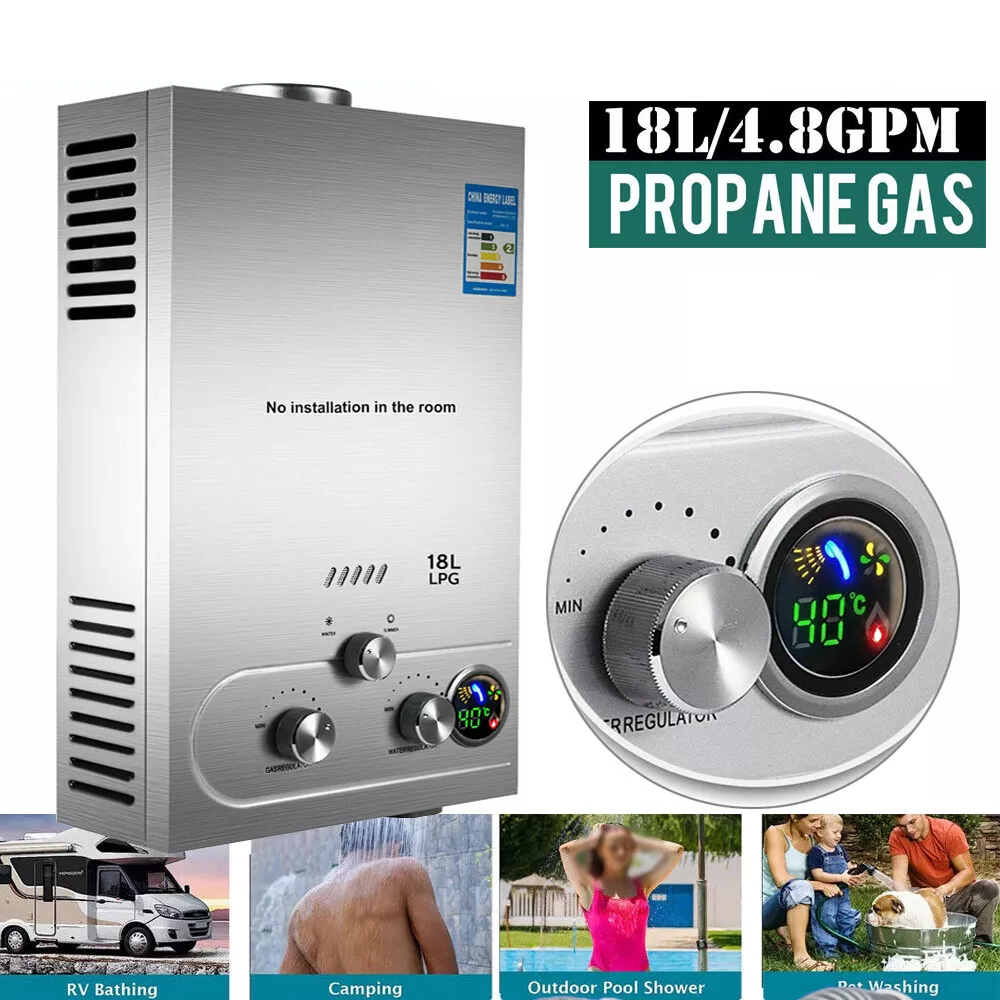 18L Propane Gas LPG Tankless Hot Water Heater 5GPM Instant Boiler w/ Shower Kit