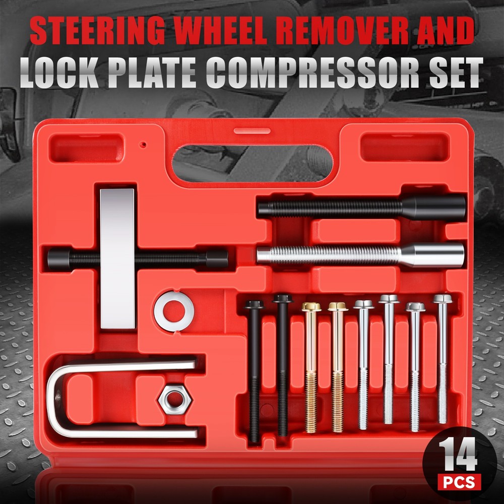 14Pcs Steering Wheel Lock Plate Puller Compressor Remover Installer Tool Set