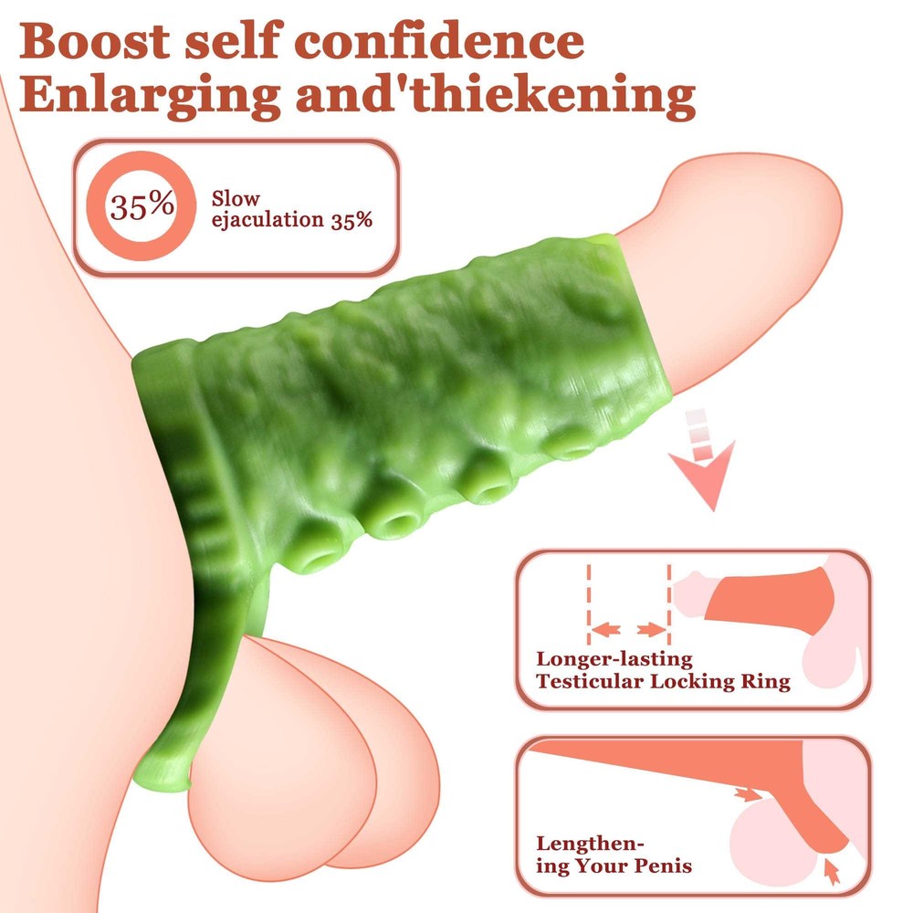 Soft Penis Sleeve Cock Ring Extender Enlargement Locking Delay Ejaculation Time