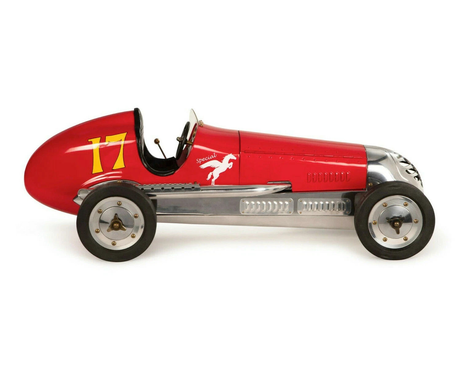 BB Korn Red 1930s Tether Car Aluminum Model 21" Replica Racing Spindizzy New