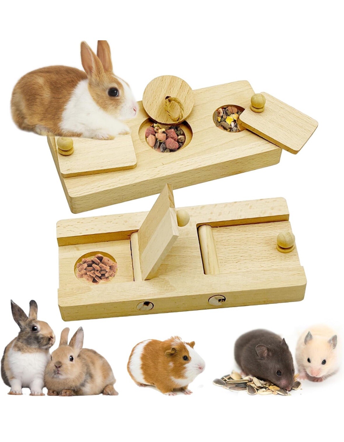 Wooden Enrichment Foraging Toy Set Guinea Pig Foraging Toy Wooden for Gerbil