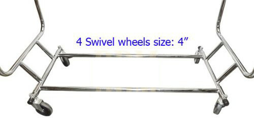 Double Bar Adjustable Parallel Clothes Rack w/ SWIVEL WHEELS