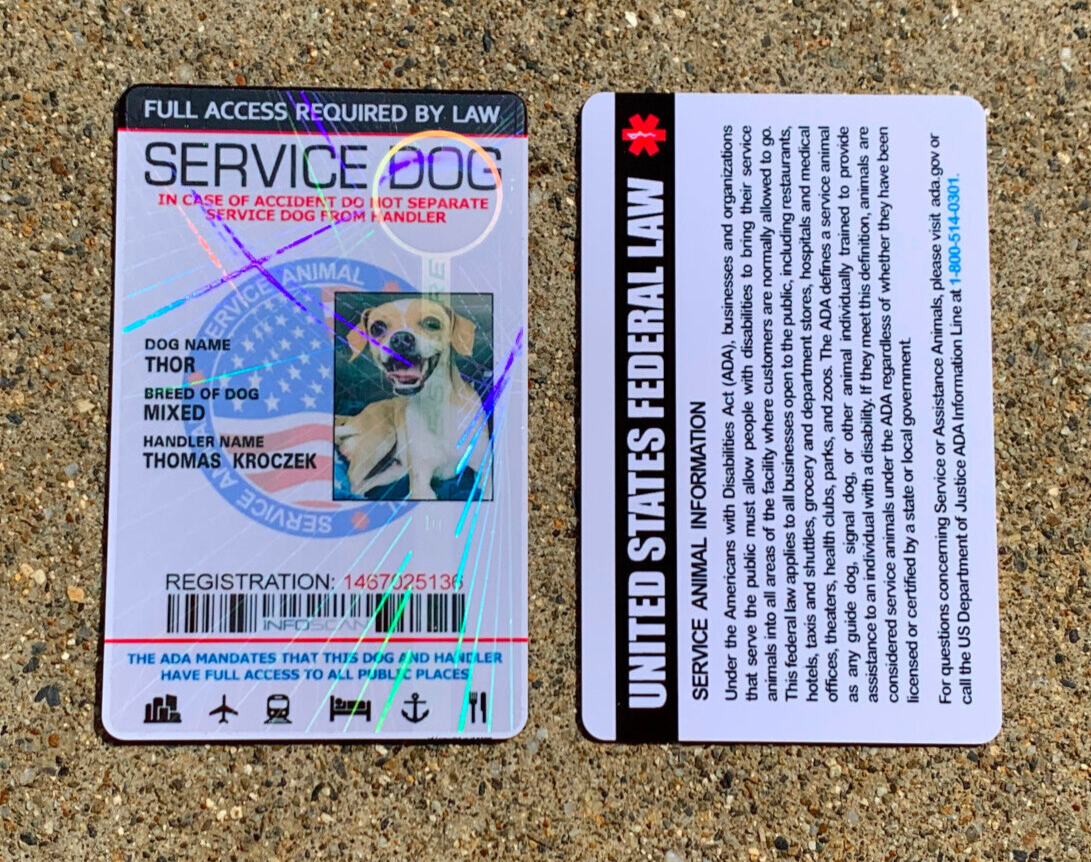 Service Dog ID Card Customized Holographic