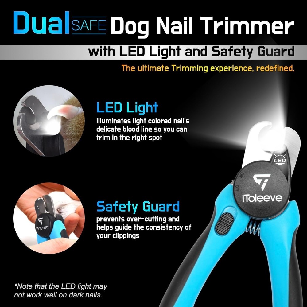 Extra Sharp LED Dog Nail Clipper for Thick Nails - Safe & Easy Grooming