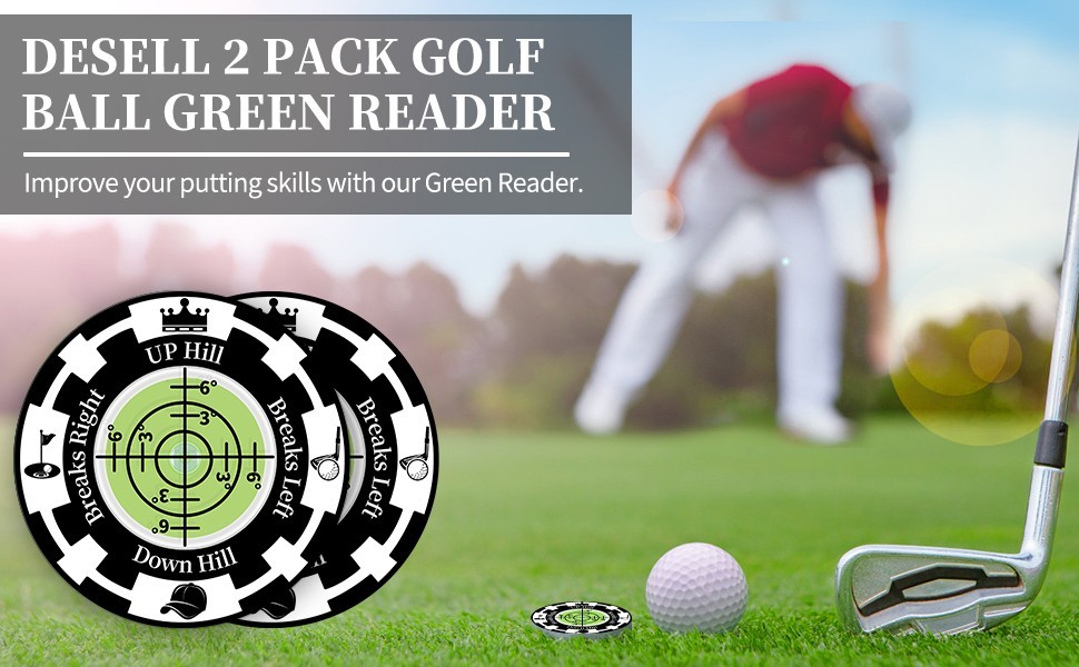 Golf Green Reader 2 Pack Golf Ball Marker Hat Clip High Precision Bubble Putting