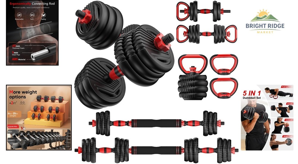 Versatile Free Weight Set for Strength Training, Includes Barbell and Kettlebell
