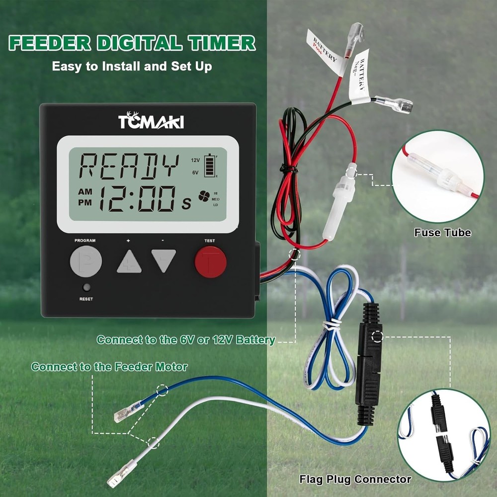 Game Feeder Digital Timer Deer Feeder Timer 6V/12V Kit Goat Feeding 8 Feed Time