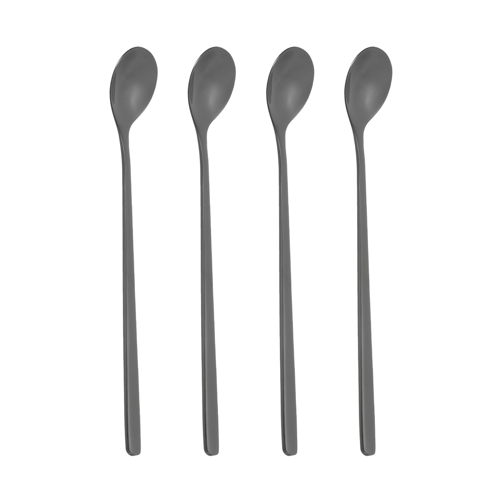 Long Handle Iced Tea Spoon, 4 Pcs 7" Stainless Steel Long Coffee Spoons, Black